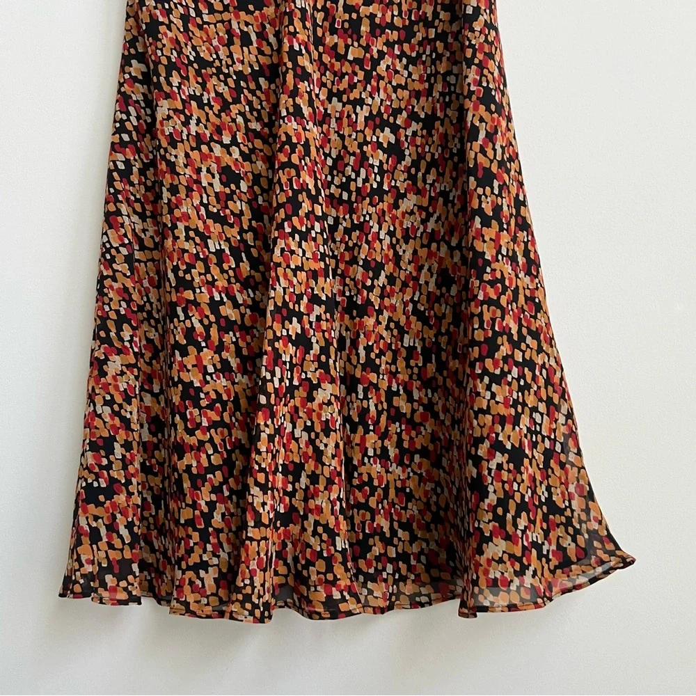 LES COPAINS Made In Italy 100% Silk Midi Skirt Geometric Retro Hipster Fall 44 - Picture 8 of 12
